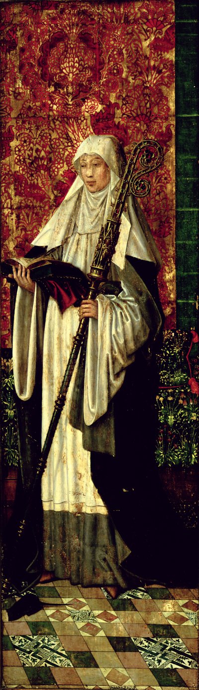 St. Gertrudis van het Polyptiek van de Broederschap van de Zwarte Hoofden, ca. 1495 door Master of The Legend of St. Lucy